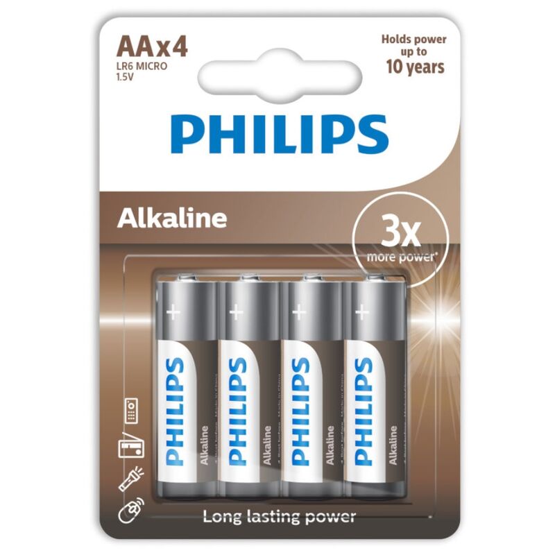 PHILIPS - ALKALINE AA BATTERY LR6 BLISTER*4