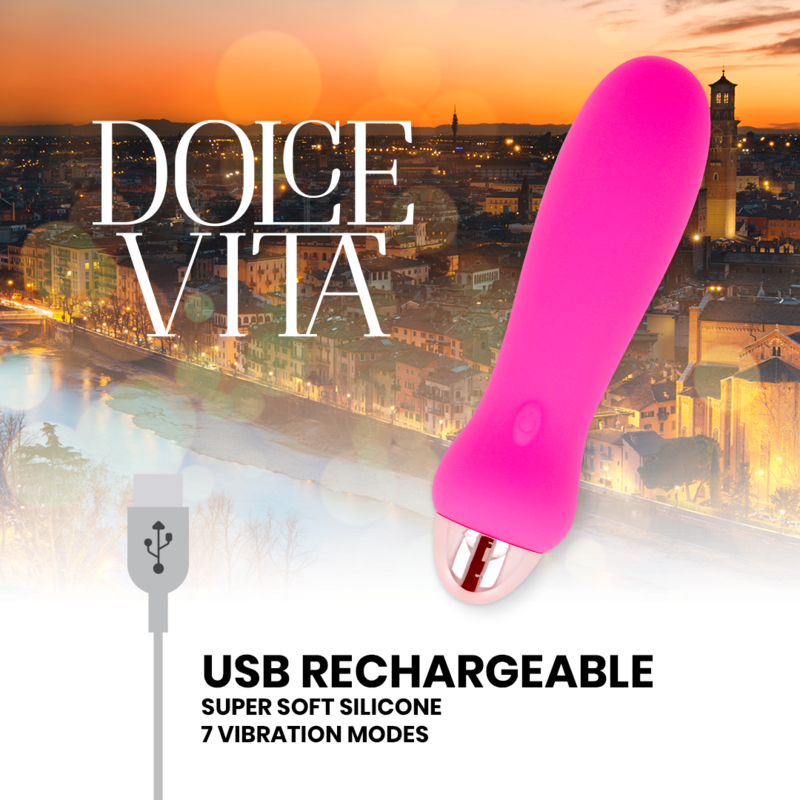 DOLCE VITA - PINK FIVE RECHARGEABLE VIBRATOR 7 SPEEDS