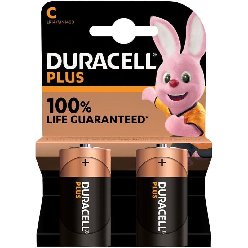 DURACELL - PLUS POWER ALKALINE BATTERY C LR14 BLISTER*2