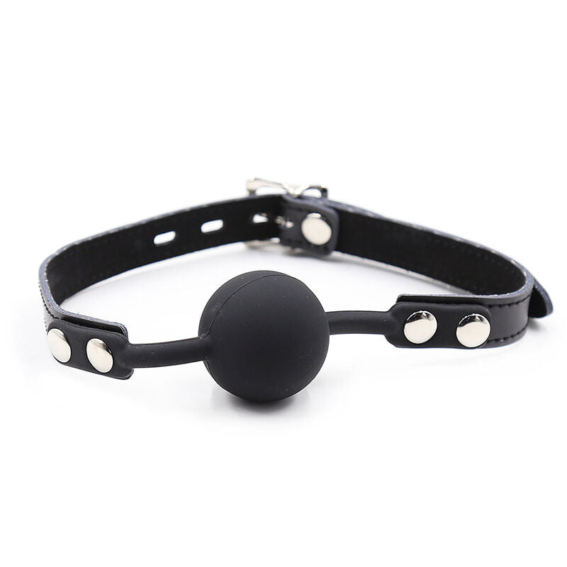 OHMAMA FETISH - SILICONE GAG WITH LEATHER STRAP (LOCK INCLUDED)