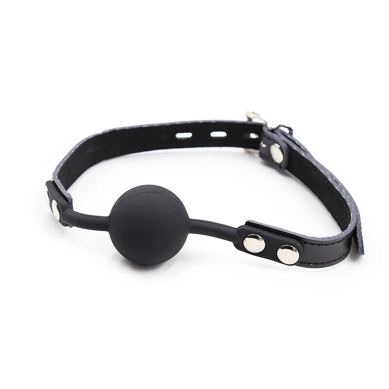 OHMAMA FETISH - SILICONE GAG WITH LEATHER STRAP (LOCK INCLUDED)