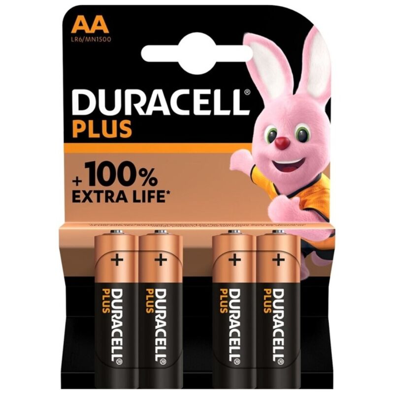 DURACELL - PLUS POWER 100 AA ALKALINE BATTERY LR6 BLISTER*4
