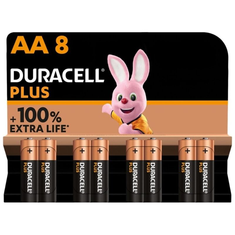 DURACELL - PLUS POWER 100 AA ALKALINE BATTERY LR6 BLISTER*8