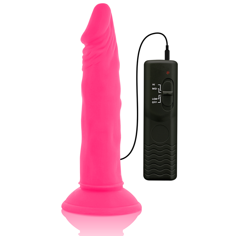 DIVERSIA - PINK VIBRATING FLEXIBLE REALISTIC DILDO 23 CM -OR- 4.3 CM