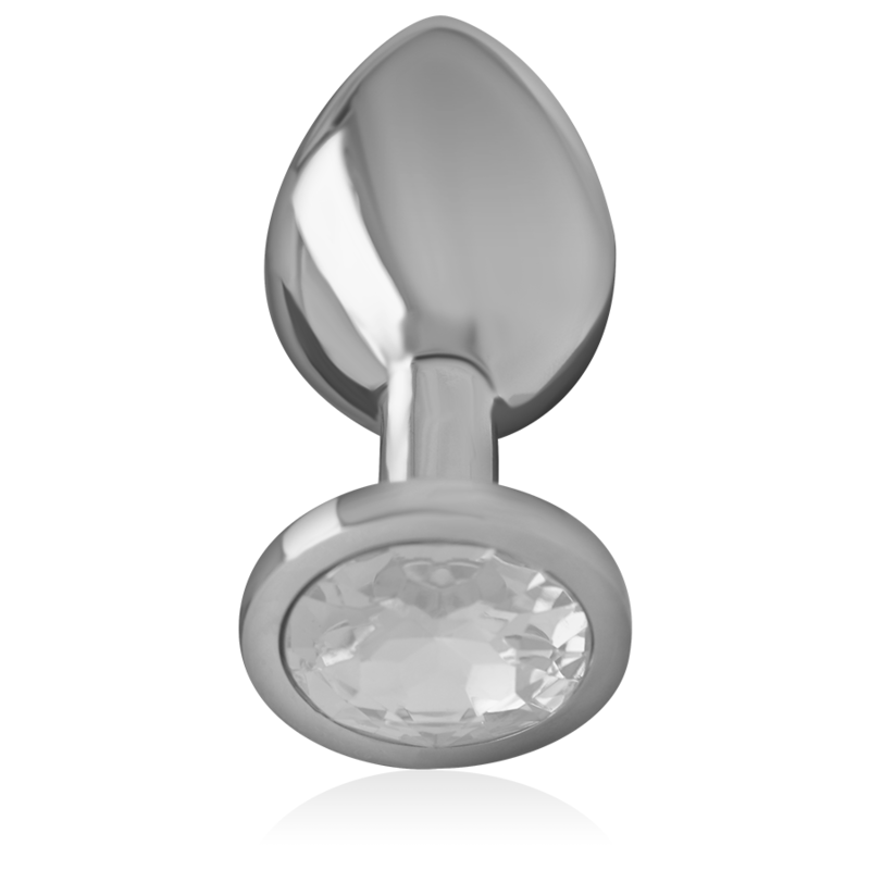 INTENSE - ALUMINUM METAL ANAL PLUG WITH SILVER GLASS SIZE L
