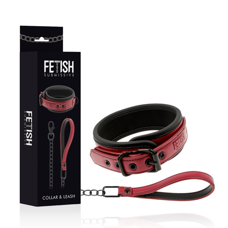 FETISH SUBMISSIVE DARK ROOM - NECKLACE WITH CHAIN WITH NEOPRENE LINED