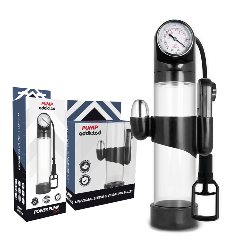 PUMP ADDICTED - RX9 TRANSPARENT ERECTION PUMP WITH VIBRATOR