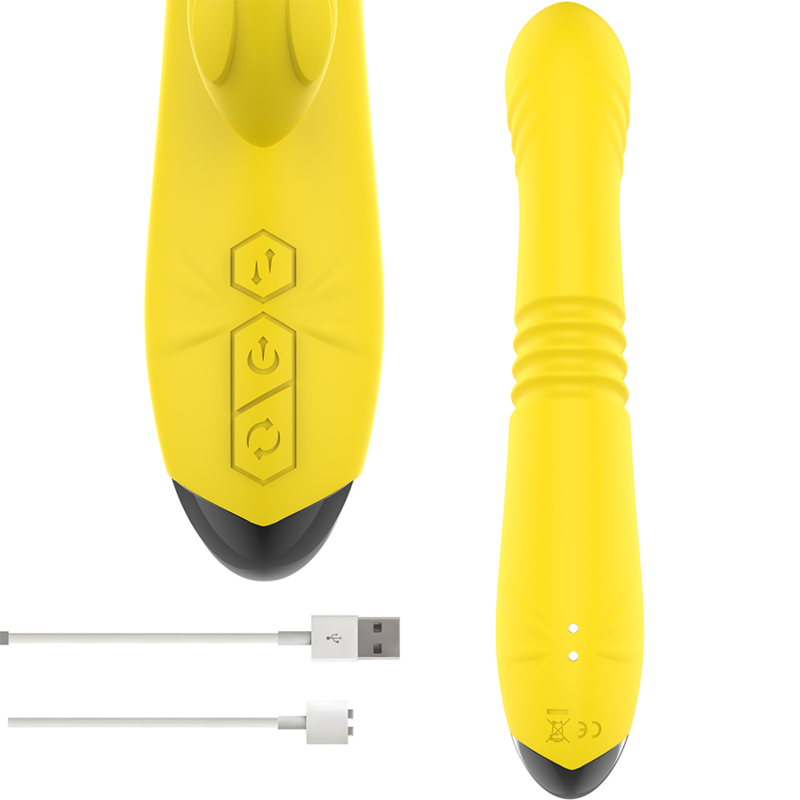 INTENSE - TOKY MULTIFUNCTIONAL RECHARGEABLE UP & DOWN VIBRATOR WITH CLITORIS STIMULATOR YELLOW