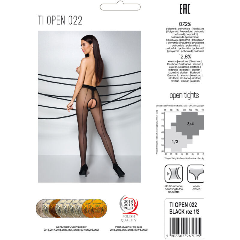PASSION - TIOPEN 022 BLACK/RED 1/2 20 DEN STOCKINGS