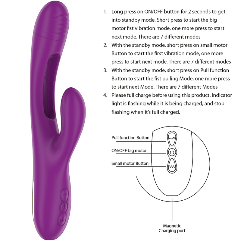 INTENSE - APOLLO RECHARGEABLE MULTIFUNCTION VIBRATOR 7 VIBRATIONS WITH OSCILLATING TONGUE PURPLE