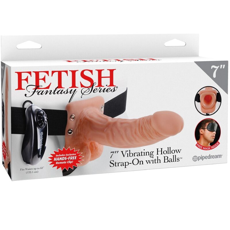 FETISH FANTASY SERIES - ADJUSTABLE HARNESS WITH REMOTE CONTROL AND REALISTIC PENIS WITH TESTICLES 17.8 CM