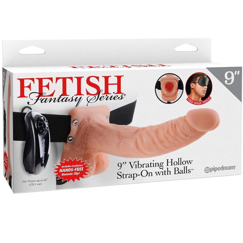 FETISH FANTASY SERIES - ADJUSTABLE HARNESS WITH REMOTE CONTROL AND REALISTIC PENIS WITH TESTICLES 23 CM