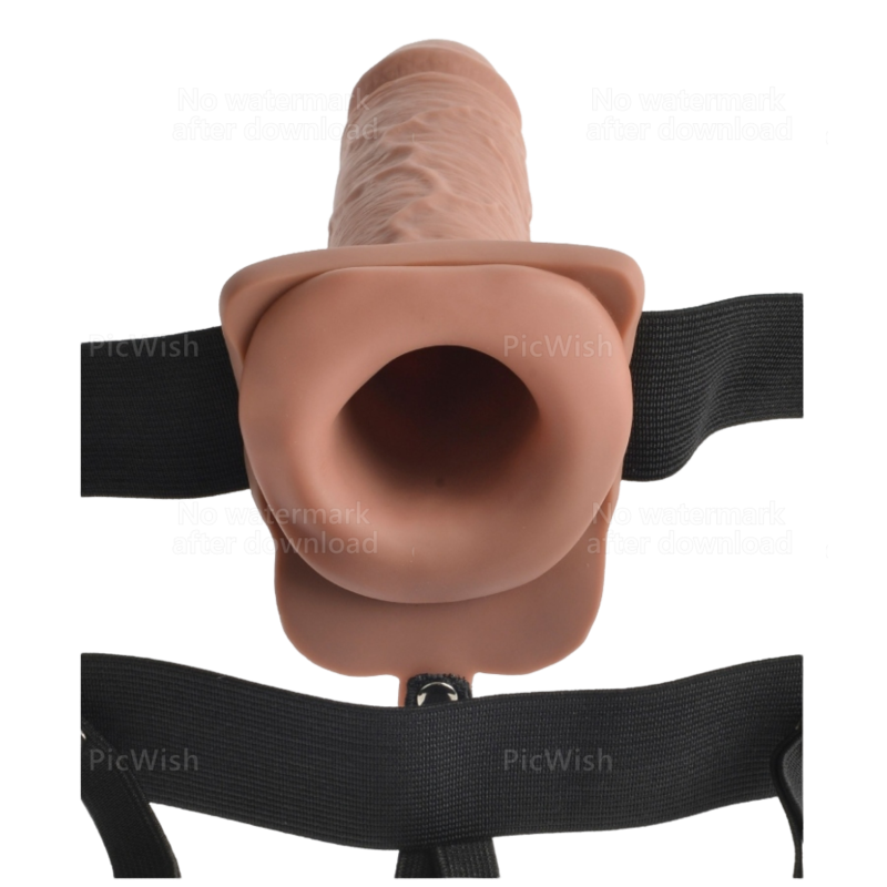 FETISH FANTASY SERIES - ADJUSTABLE HARNESS WITH REALISTIC PENIS AND RECHARGEABLE TESTICLES AND VIBRATOR 17.8 CM