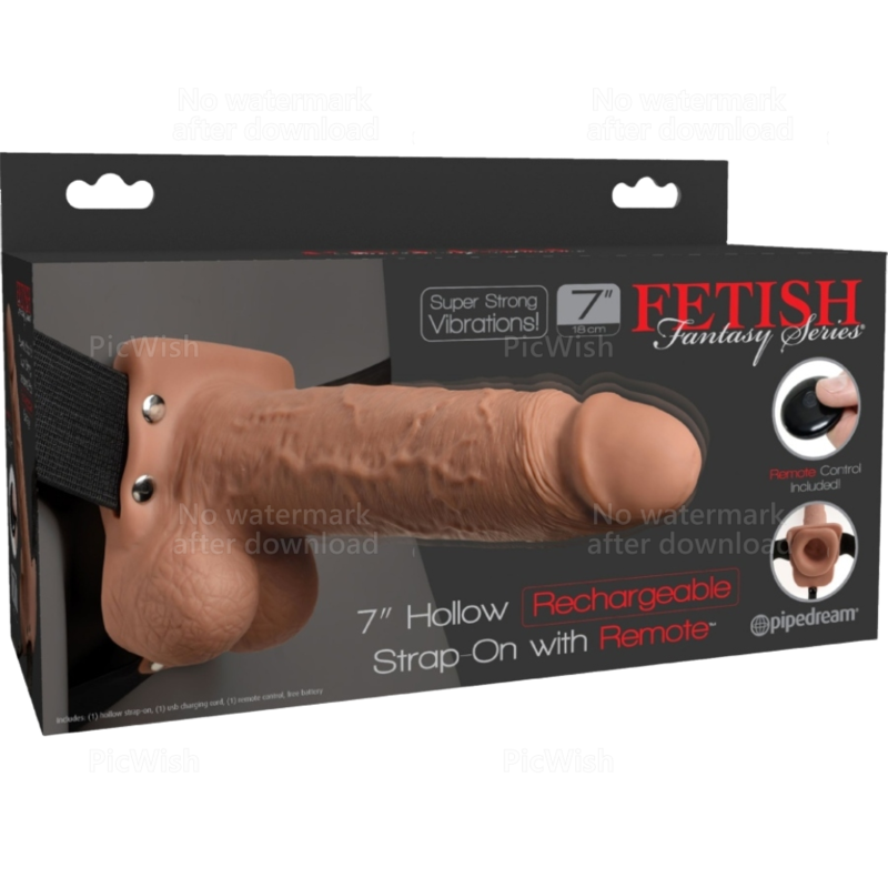 FETISH FANTASY SERIES - ADJUSTABLE HARNESS WITH REALISTIC PENIS AND RECHARGEABLE TESTICLES AND VIBRATOR 17.8 CM