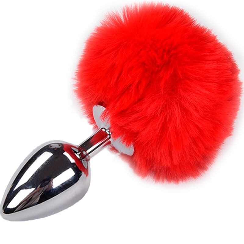 ALIVE - ANAL PLEASURE PLUG SMOOTH METAL POMPOM RED SIZE S