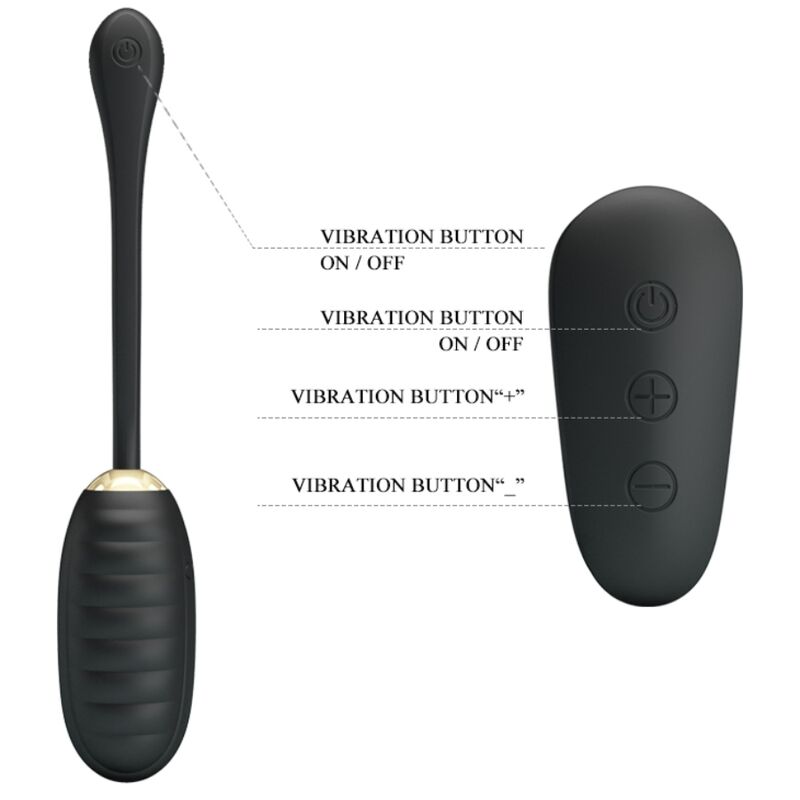 PRETTY LOVE - DOREEN LUXURY VIBRATING EGG RECHARGEABLE BLACK REMOTE CONTROL