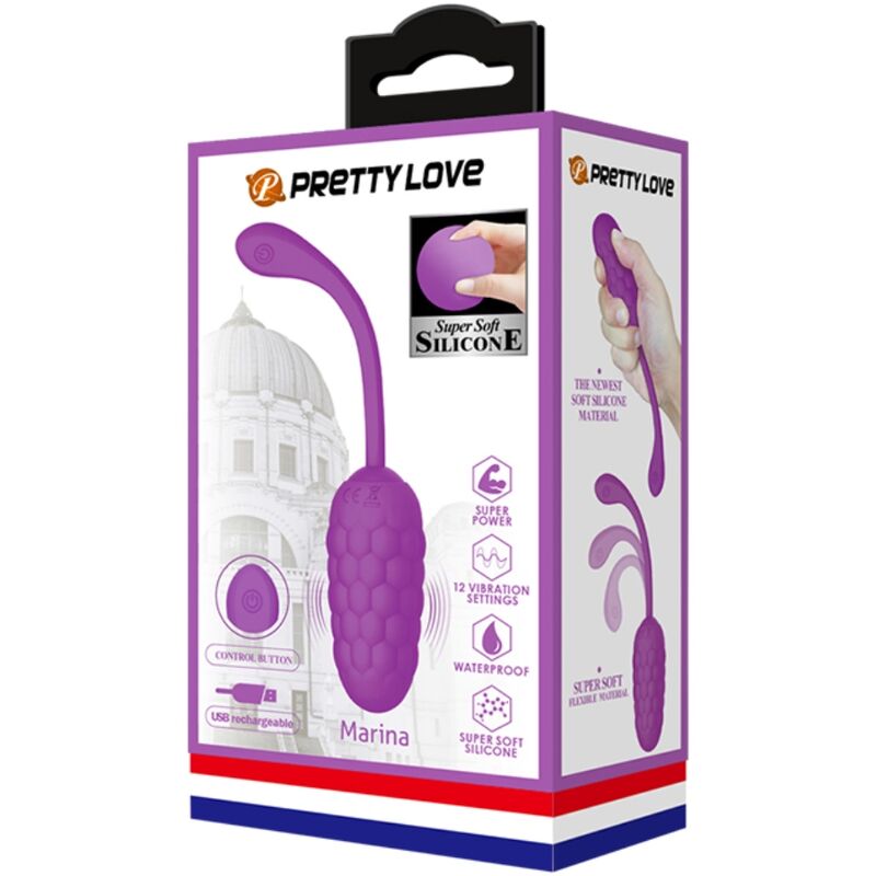 PRETTY LOVE - RECHARGEABLE PURPLE MARINE TEXTURED VIBRATING EGG