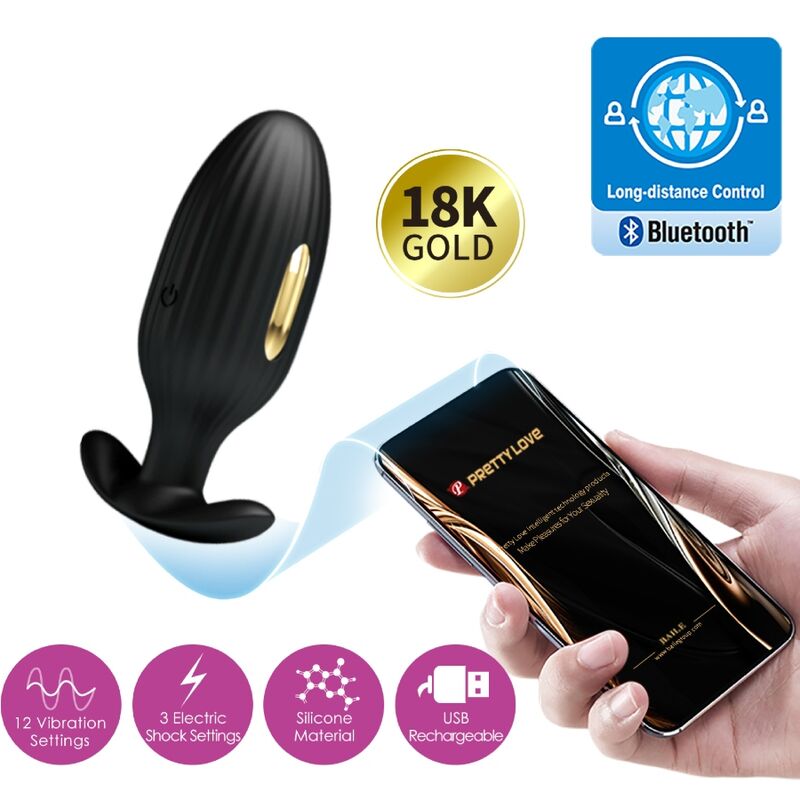 PRETTY LOVE - JEFFERSON APP-CONTROLLED ANAL PLUG BLACK