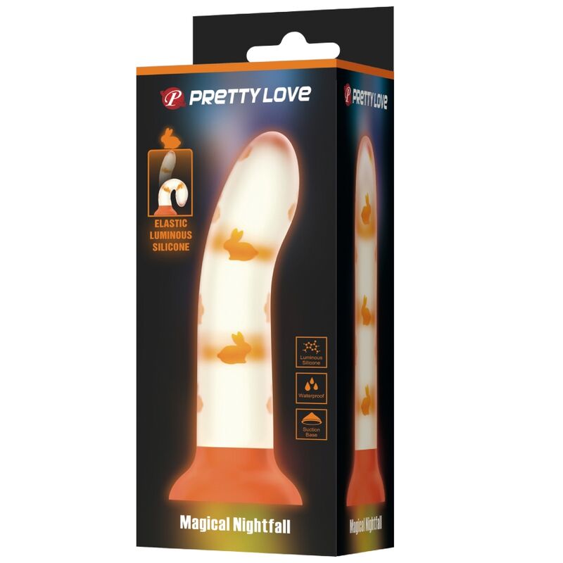 PRETTY LOVE - MAGICAL NIGHTFALL ORANGE LIGHT-UP NON-VIBRATING DILDO