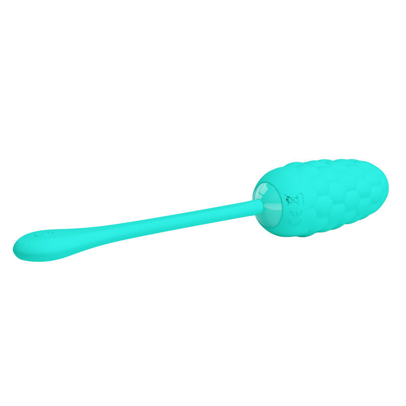 PRETTY LOVE - RECHARGEABLE VIBRATING EGG WITH MARINE TEXTURE IN AQUA GREEN