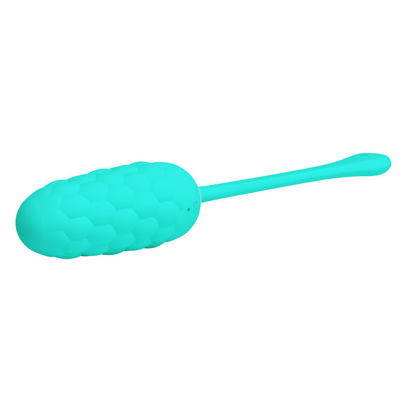PRETTY LOVE - RECHARGEABLE VIBRATING EGG WITH MARINE TEXTURE IN AQUA GREEN