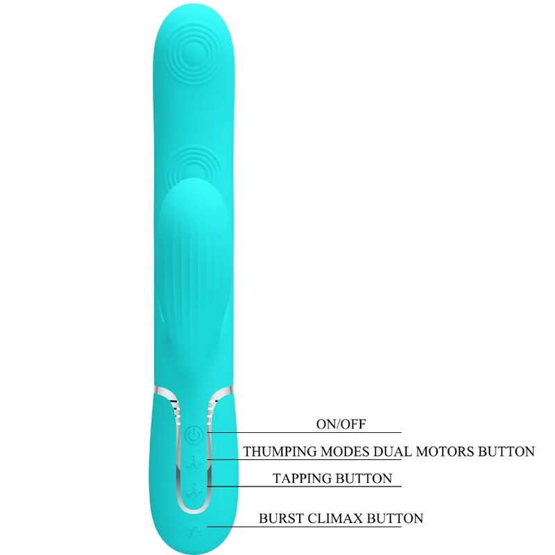 PRETTY LOVE - PERLITA 3-IN-1 MULTIFUNCTIONAL G-SPOT VIBRATOR AQUA GREEN