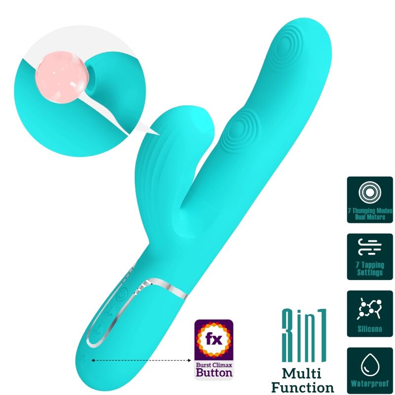 PRETTY LOVE - PERLITA 3-IN-1 MULTIFUNCTIONAL G-SPOT VIBRATOR AQUA GREEN