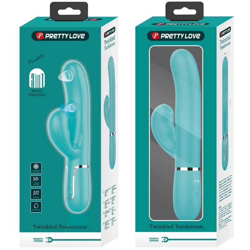 PRETTY LOVE - PERLITA 3-IN-1 MULTIFUNCTIONAL G-SPOT VIBRATOR AQUA GREEN