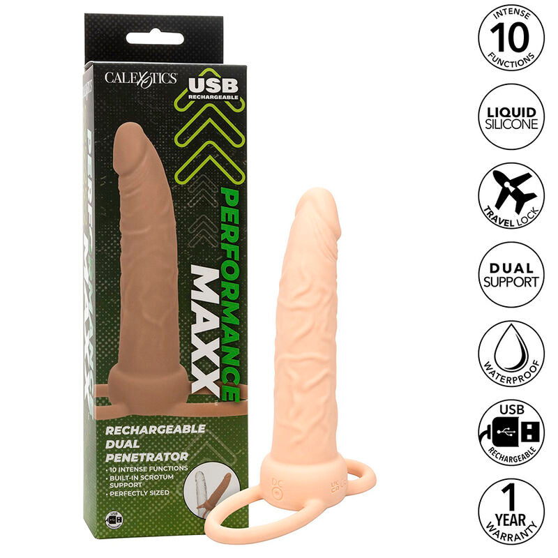 CALEXOTICS - PERFORMANCE MAXX DOUBLE RECHARGEABLE PENETRATOR LIGHT SKIN