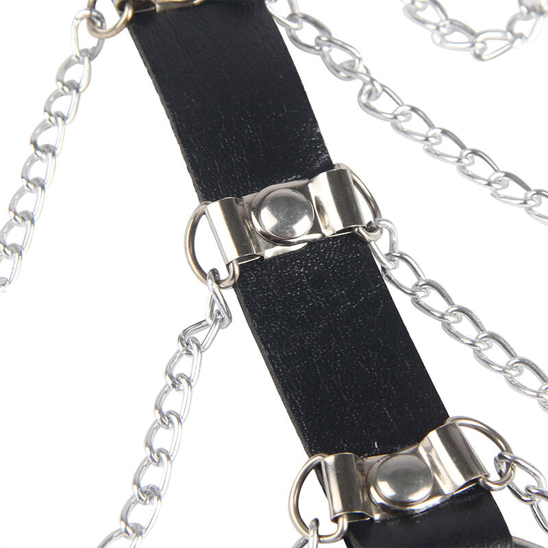 SUBBLIME - CHAIN CHEST HARNESS BLACK LEATHER ONE SIZE