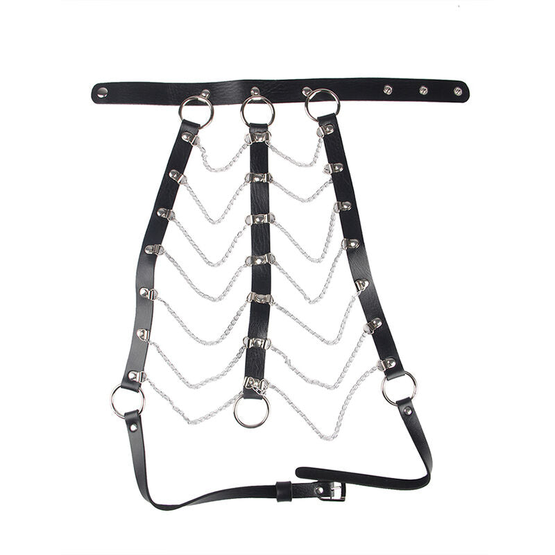 SUBBLIME - CHAIN CHEST HARNESS BLACK LEATHER ONE SIZE