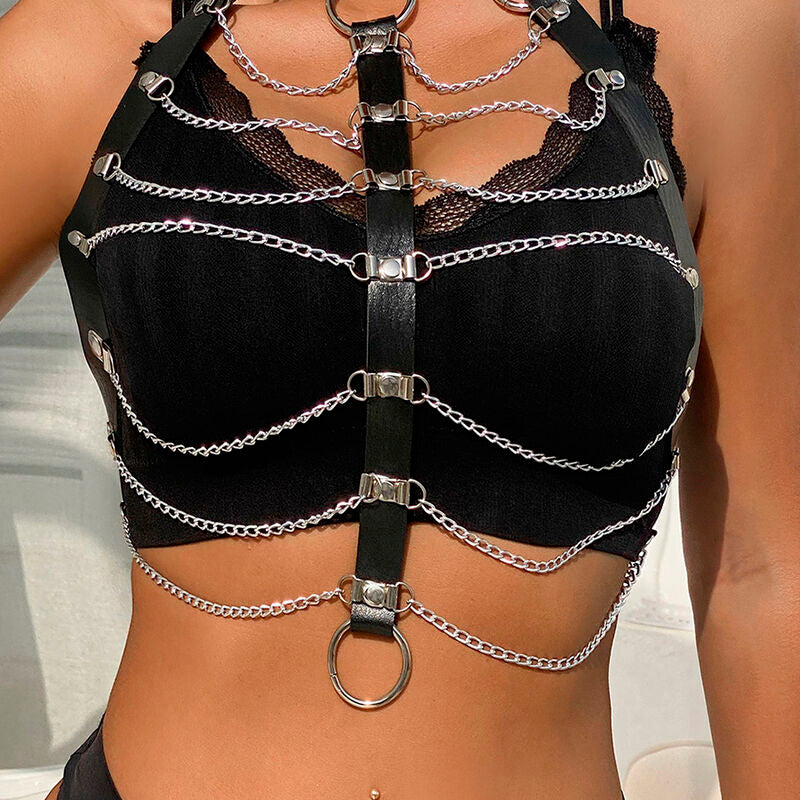 SUBBLIME - CHAIN CHEST HARNESS BLACK LEATHER ONE SIZE