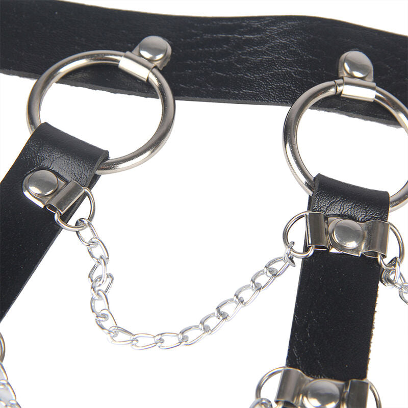 SUBBLIME - CHAIN CHEST HARNESS BLACK LEATHER ONE SIZE