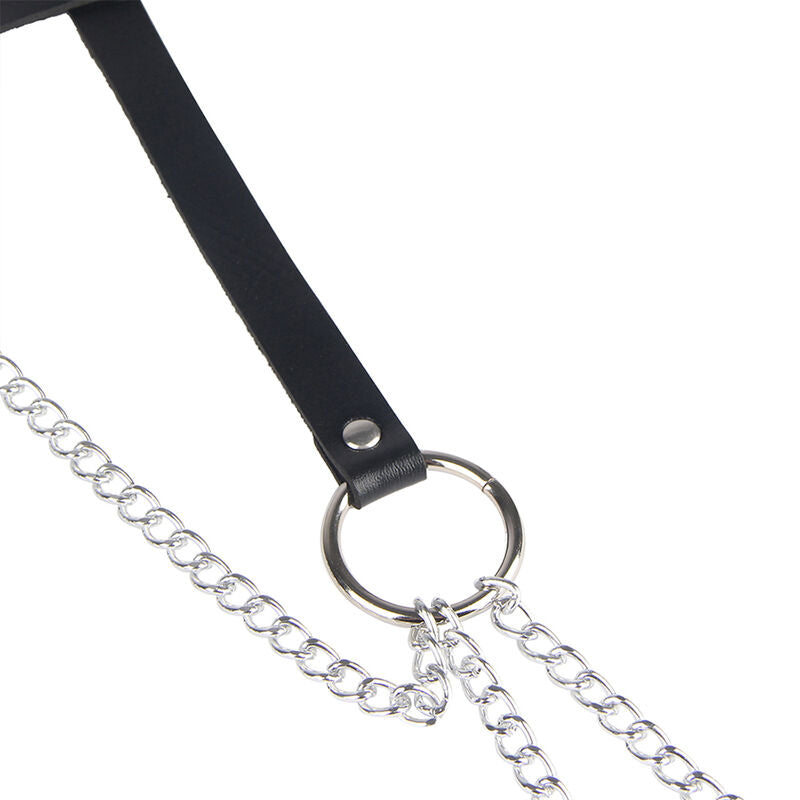 SUBBLIME - BLACK LEATHER RING CHAIN BELT ONE SIZE