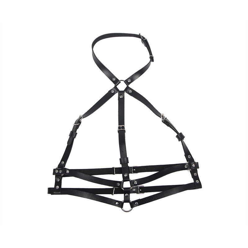 SUBBLIME - BLACK LEATHER RING CHEST HARNESS ONE SIZE