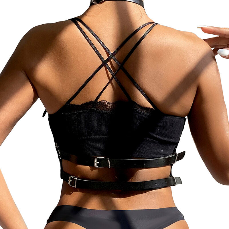 SUBBLIME - BLACK LEATHER RING CHEST HARNESS ONE SIZE