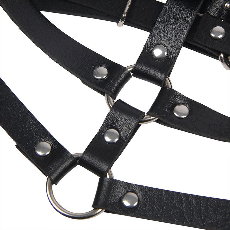 SUBBLIME - BLACK LEATHER RING CHEST HARNESS ONE SIZE