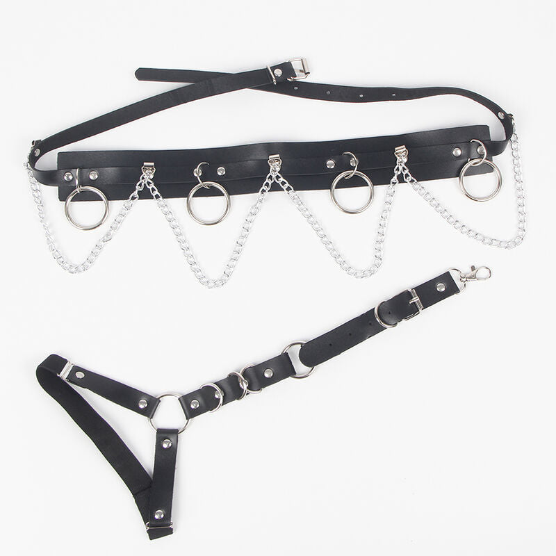 SUBBLIME - HARNESS BELT AND GARTER DETAIL RINGS AND CHAIN ONE SIZE