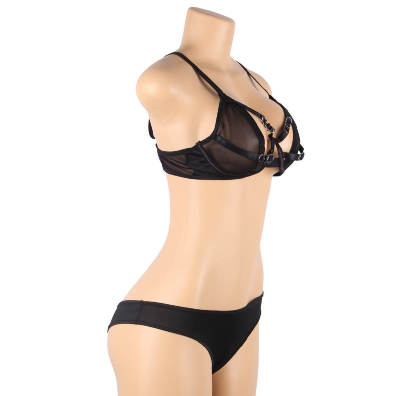 SUBBLIME - TWO-PIECE SHEER AND STRAPS BRA SET S/M