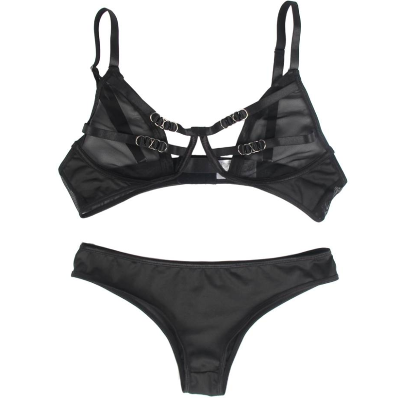 SUBBLIME - TWO-PIECE SHEER AND STRAPS BRA SET S/M