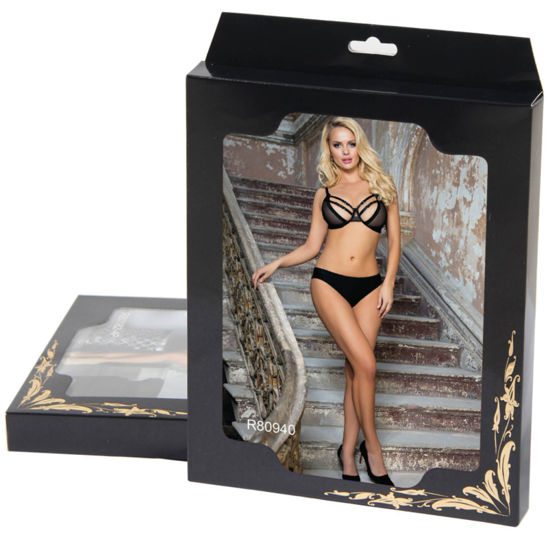 SUBBLIME - TWO-PIECE SHEER AND STRAPS BRA SET S/M