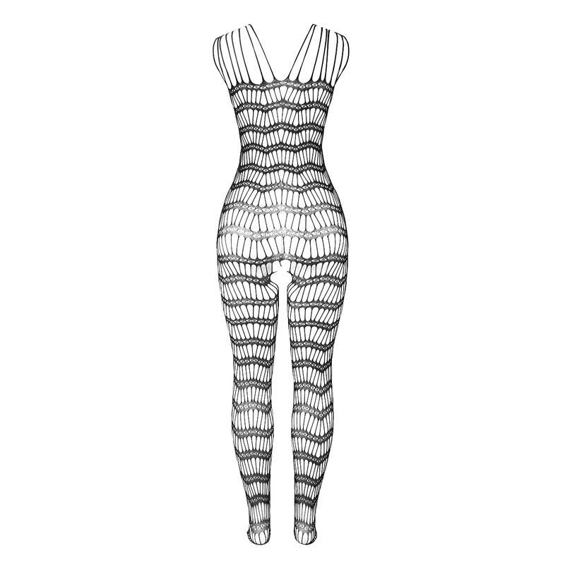 SUBBLIME - 951696 Fishnet Crotchless Bodystocking with Shoulder Straps, Black, One Size