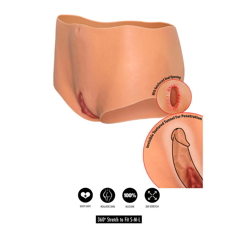 HIDDEN DESIRE - ALTER EGO OPEN VAGINA AND ANUS PANTIES, NATURAL MID-WAIST