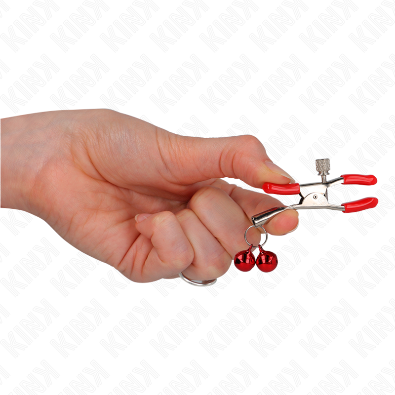 KINK - RED NIPPLE CLAMPS WITH DOUBLE BELL RED 6 CM