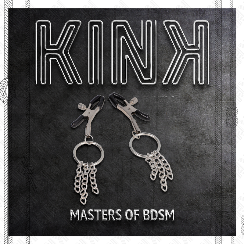 KINK - NIPPLE CLAMPS WITH RING AND SMALL CHAINS SILVER 6 CM