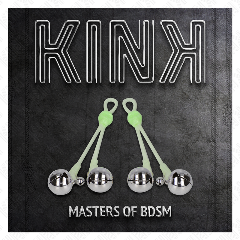 KINK - SKULL-SHAPED LIGHT-UP NIPPLE CLAMPS WITH ADJUSTABLE SOUNDING BELL GREEN/SILVER