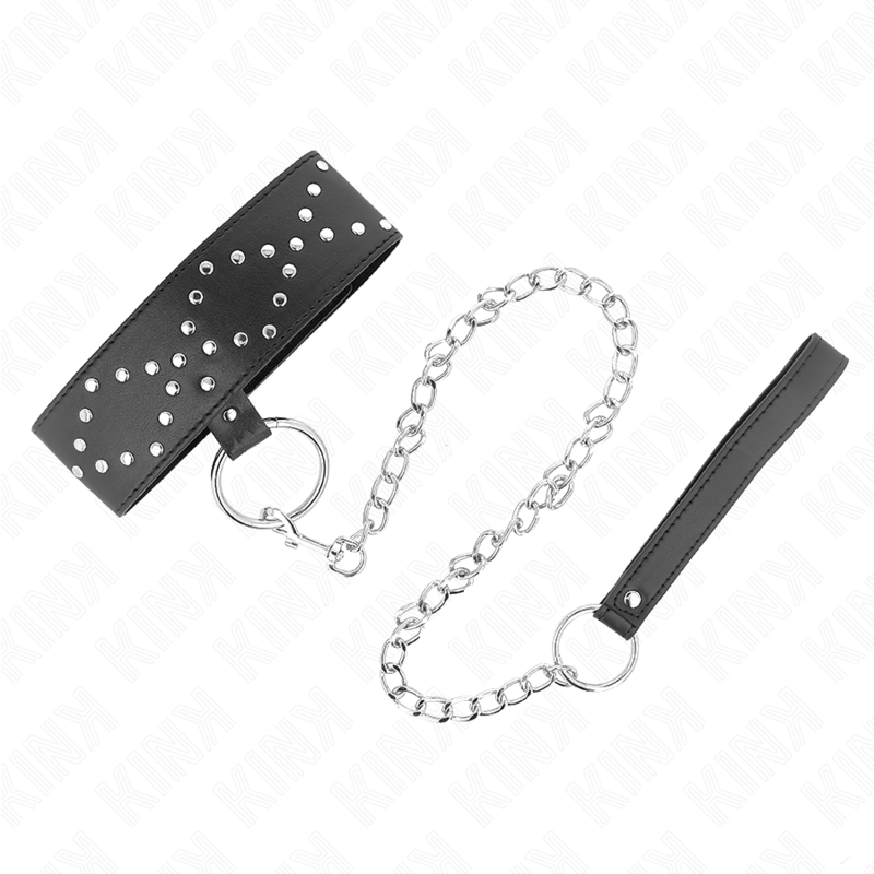KINK - 65 CM SILVER STUDDED LEASH COLLAR MODEL 3 ADJUSTABLE 36-43 CM X 5 CM