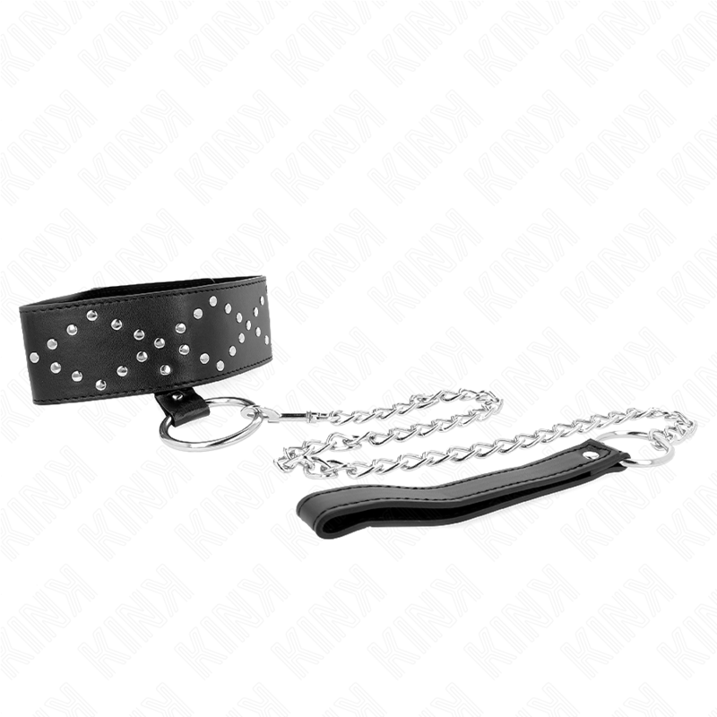 KINK - 65 CM SILVER STUDDED LEASH COLLAR MODEL 3 ADJUSTABLE 36-43 CM X 5 CM
