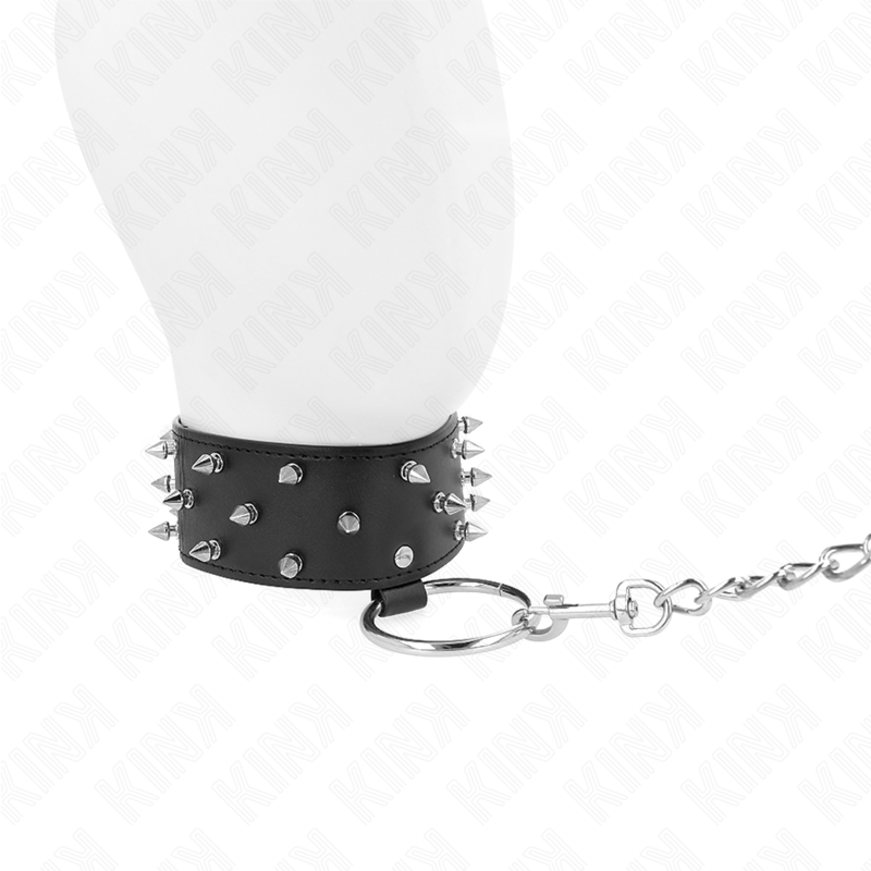 KINK - 65 CM SILVER STUDDED LEASH COLLAR MODEL 5 ADJUSTABLE 36-43 CM X 5 CM