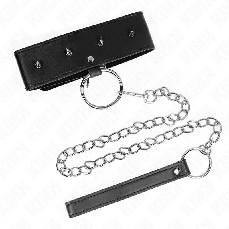 KINK - 65 CM SILVER STUDDED LEASH COLLAR MODEL 2 ADJUSTABLE 36-43 CM X 5 CM